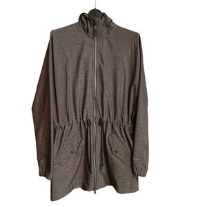 Eddie Bauer Grey Wind Zip-Up Jacket/Hood-Zip Front-Drawstring Waist-Size XS